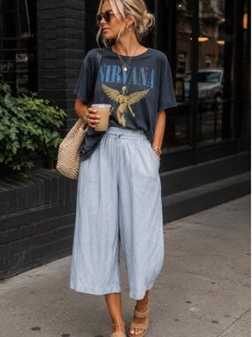 Etiqueta Negra cotton palazzo pants, Size S.